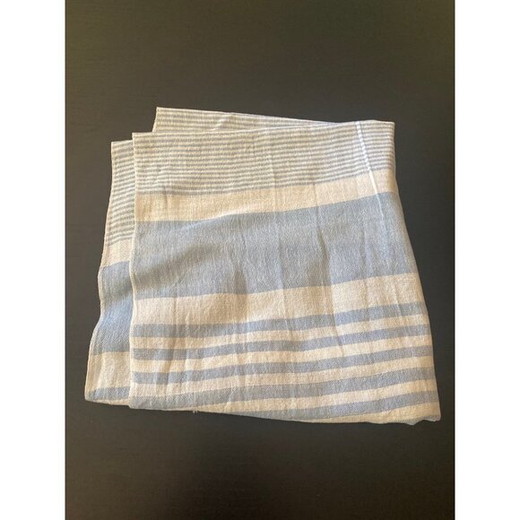 Blue White Striped  Fringed Scarf Wrap One Size - Picture 5 of 5